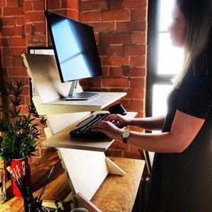 Wide Birch Plywood Standing Desk: Adjustable Sit Stand Workstation