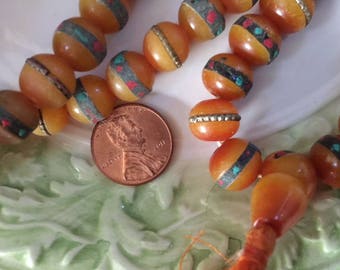 Butterscotch Resin Mala from Nepal - 10 beads