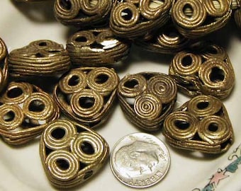 Brass African Trade Beads - 4 pcs