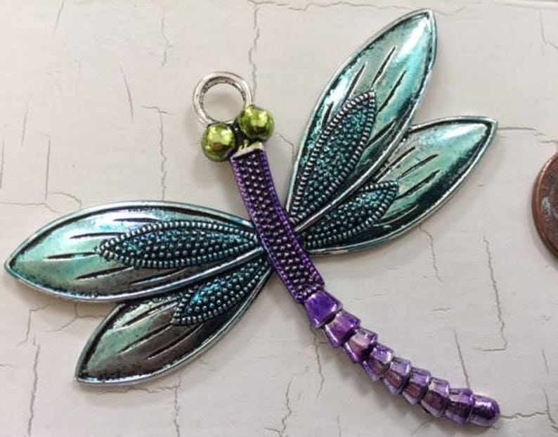 Hand Painted Pewter Dragonfly Pendant