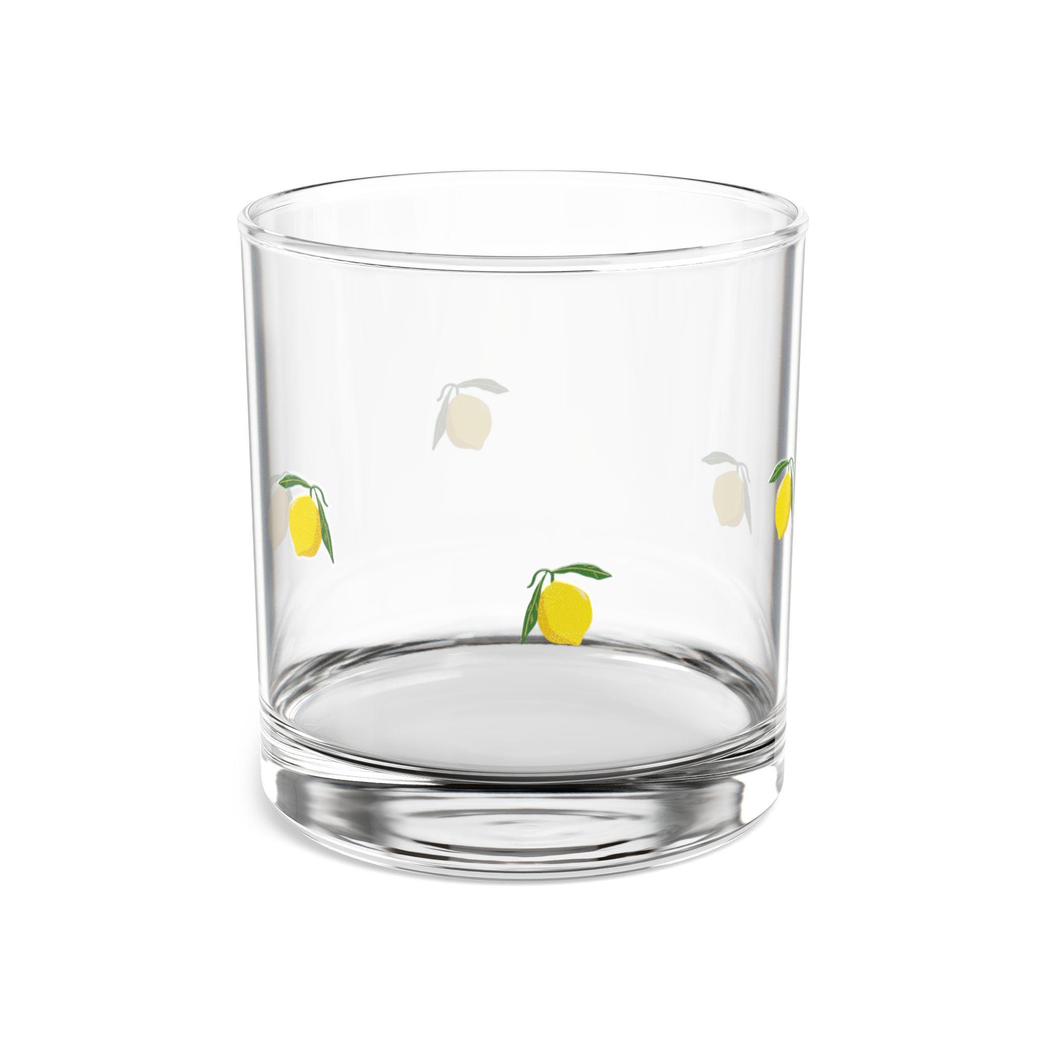  特価ブログのポータルサイト Trendy Glass 10oz Glass Rocks Print Lemon Glass Juice Icon 小物