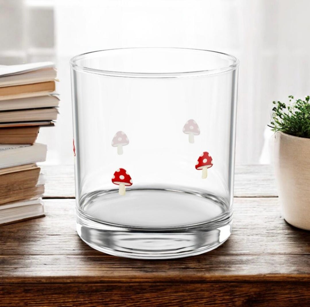 Trendy Icon Juice Glass Mushroom Print Rocks Glass 10oz Glass Cup Short ...