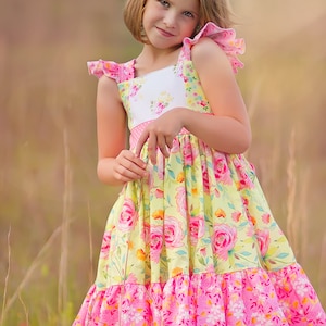 Girls Summer Pink and Yellow Sophia Dress Size 2345678 - Etsy