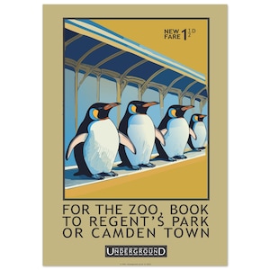 Manifesto della metropolitana dello zoo di Londra degli anni '20 - Stampa pubblicitaria d'epoca con consegna gratuita in 4 formati