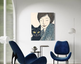 Cat Lover Canvas Print: Original Artwork, Ready to Hang