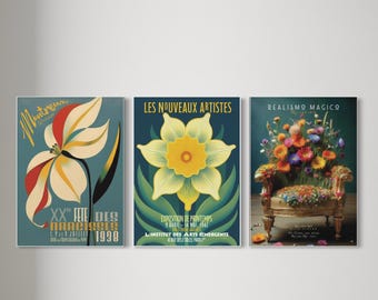 ¡3 pósteres A3! Nuestro popular póster publicitario francés vintage, con diseño floral en tamaño A3, y dos magníficas láminas A3 adicionales.