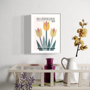 Vintage Dutch Art Exhibition Poster with Free Delivery in A4, A3, A2, A1 & AO – Holland Tulip Print, Retro Wall Art, Art Nouveau Botanical