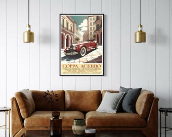 Vintage retro Italian motor racing advertising poster available in various sizes