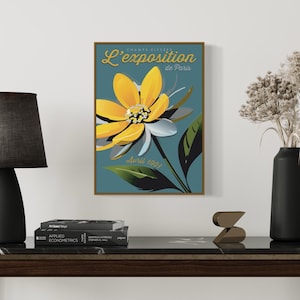 Französisches Ausstellungswerbeplakat, Blumeninnendesigndruck, in verschiedenen Größen erhältlich. Kostenlose Lieferung.