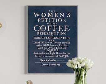17th Century Women's Coffee Petition Print: Retro Kitchen Art