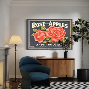 Vintage Horizontales Werbeplakat Rosen Blumendruck in 5 Größen mit kostenloser Lieferung