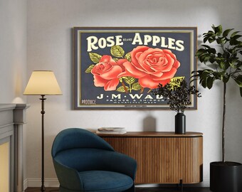 Vintage Horizontal Advertising Poster Roses Floral Print in 5 sizes with free delivery