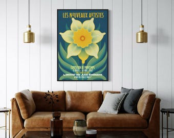 French flower exhibition poster - vintage advertising poster - retro-style art print