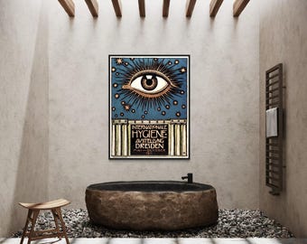 Vintage German Hygiene Exhibition Poster: Retro Advertising Art Print