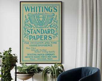 Retro stationery advertising poster printed on semi-gloss, free delivery, 5 sizes.