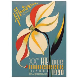Cartel publicitario francés vintage, impresión con diseño floral, disponible en varios tamaños.