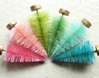 Pastel Gumdrop Bottle Brush Trees - Set of 6 Vintage Style Christmas Display