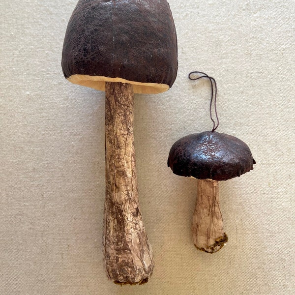 Deep Brown Mushroom Ornaments Sold Separately Woodland Toadstool Decorations for Trees and Wreaths Holiday Display