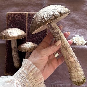 Metallic Gold Mushroom Ornaments Woodland Toadstool  Decorations for Trees and Wreaths Holiday Display