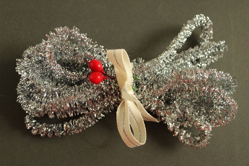Wired Silver Tinsel Garland for Decorating and Crafting Tiny Etsy