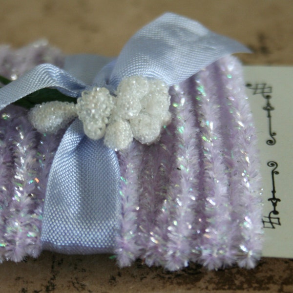 Mini Lavender Tinsel Trim - 12 ft Sparkling Package String