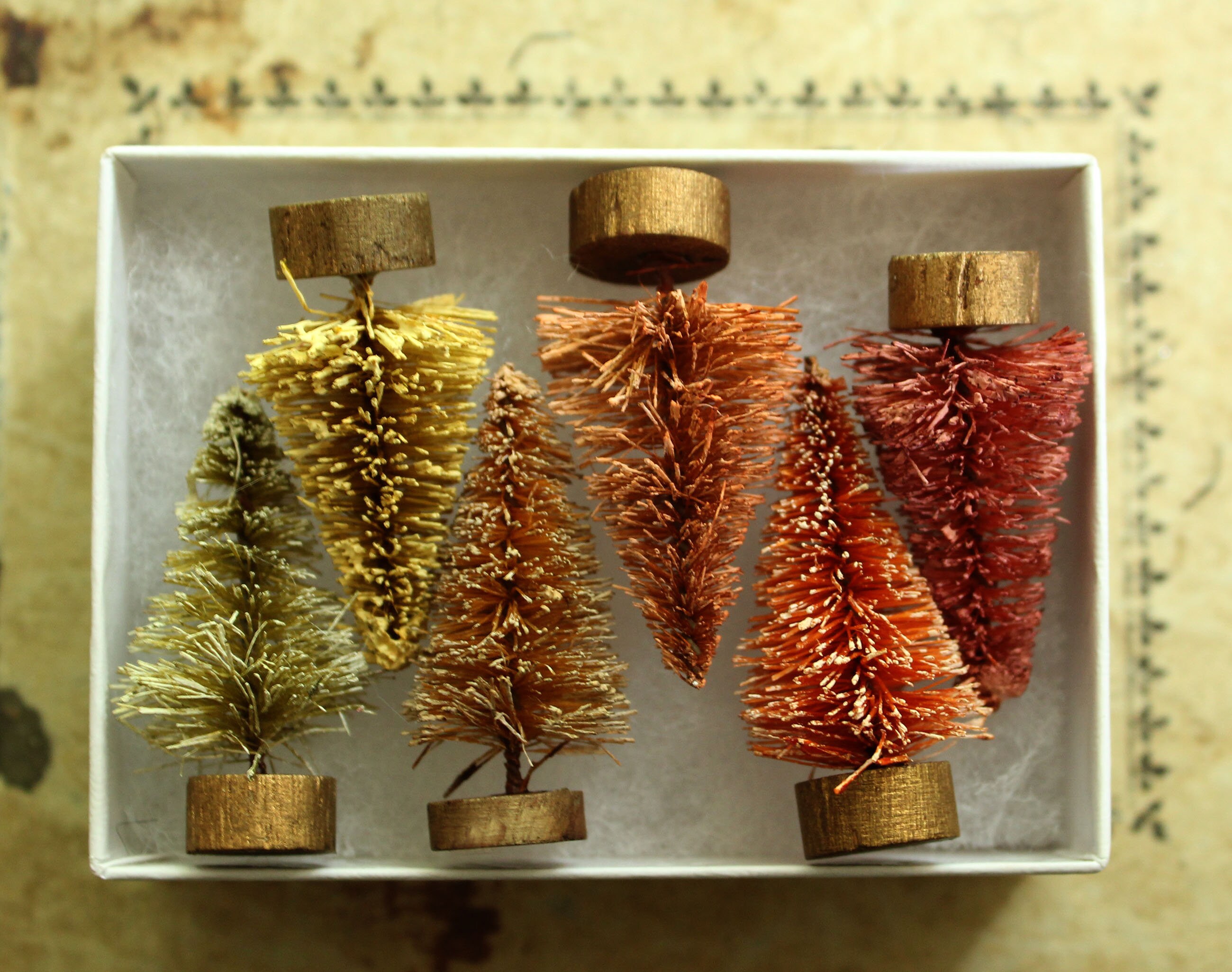 Mini Fall Bottle Brush Tree Decoration Autumn Orange And Etsy
