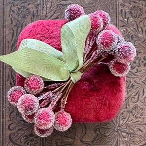 Red Frosted Stamen Balls - Holiday Millinery Supplies