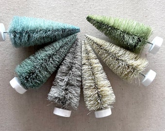 Mint Green Bottle Brush Trees - Winter Greens Vintage Style Sisal Tree Collection -  Christmas Decorating - Holiday Display