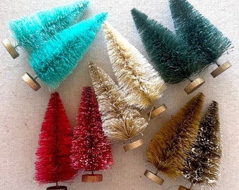 TREE SALE 10 Lumberjack Retro Bottle Brush Trees OOAK Collection 4 inches Tall Set of 10  Bottle Brush Trees