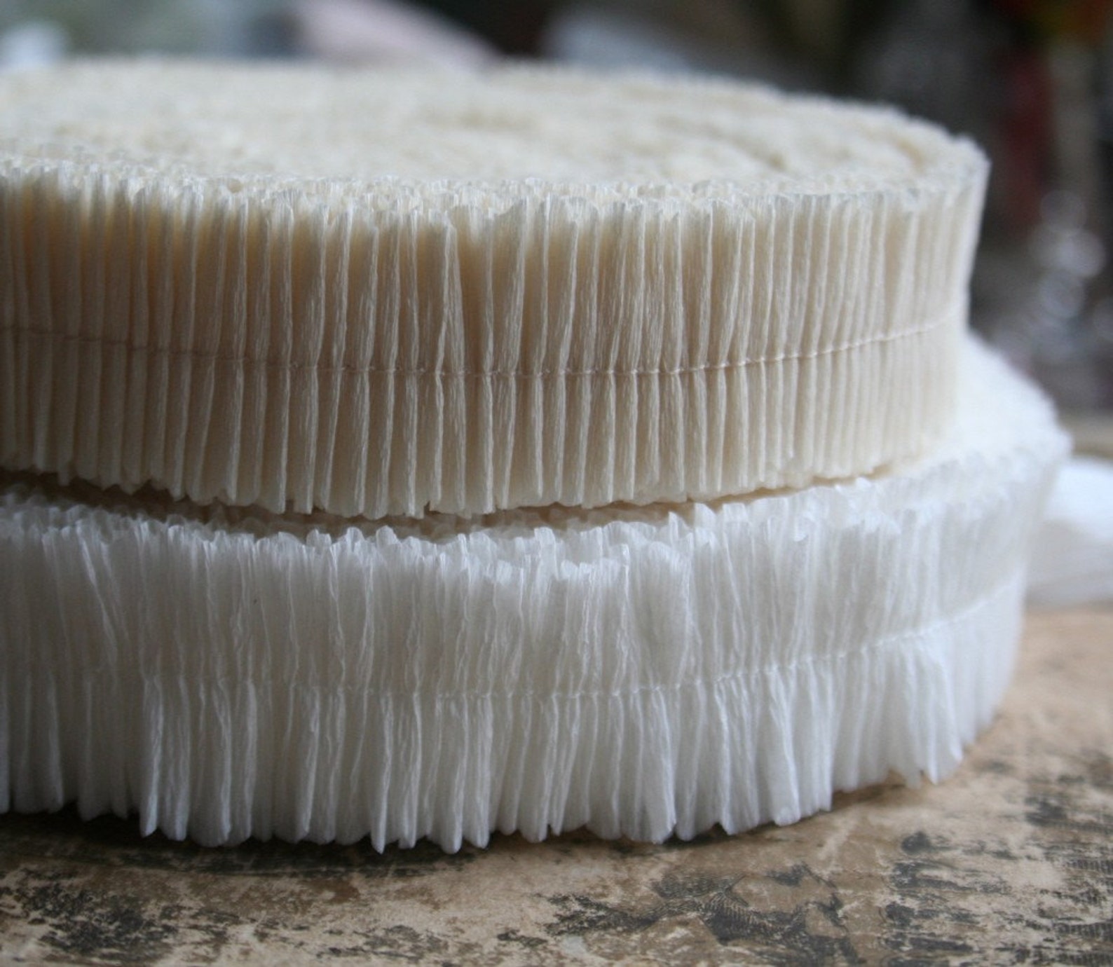 White Crepe Paper Ruffles Snow Drop With Scalloped Edges 2 Etsy