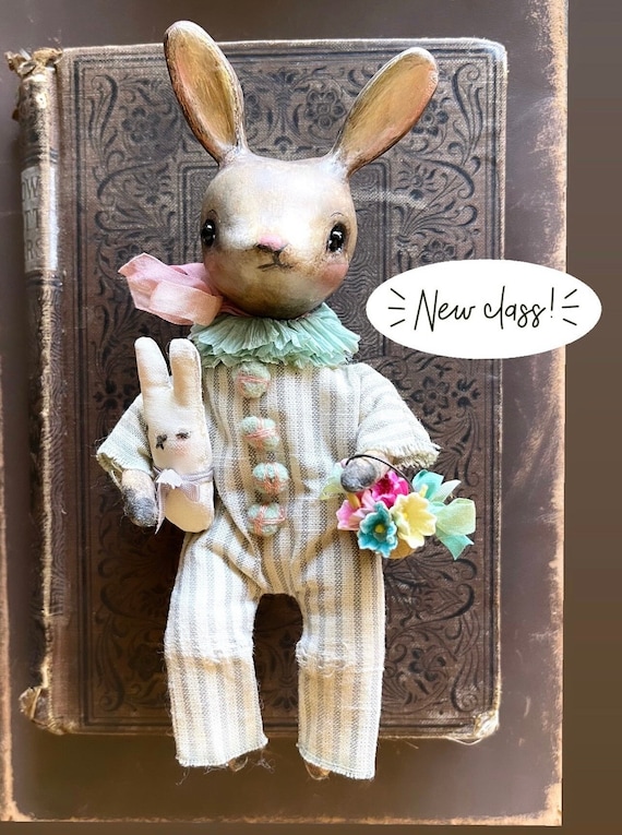 Paper Clay Bunny Doll Online Class and Kit – Mixed Media Tutorial