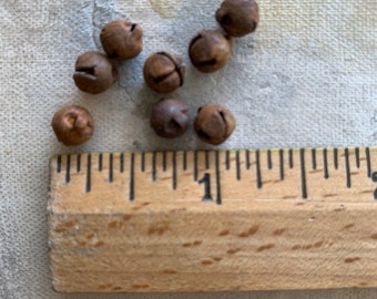 Tiny Rusty Bells - 6mm Primitive Christmas Jingle Bells - Dollhouse Holiday Trim Miniatures 1/4 Inch Bell Trim for Decorating