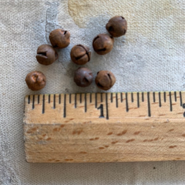 Tiny Rusty Bells - 6mm Primitive Christmas Jingle Bells - Dollhouse Holiday Trim Miniatures 1/4 Inch Bell Trim for Decorating