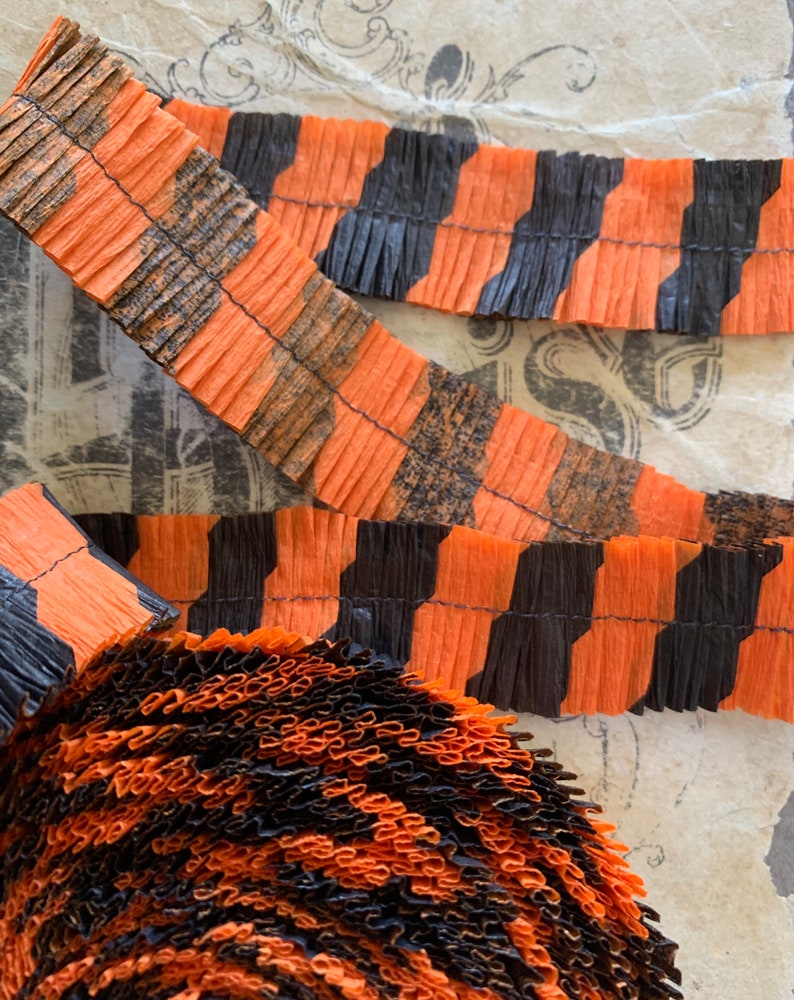 Vintage Crepe Paper Ruffles 1940s Black and Orange Ruffle Etsy