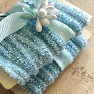 Aqua Blue Mini Tinsel Trim: 5 YARDS Sparkling Packaging String