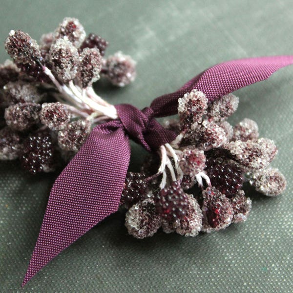 Plum Sugar Stamen Bundle - Wedding Millinery Stamens - Purple Double Ended Stamen Pips - Corsage Making Supplies - Holiday Ornament Trim