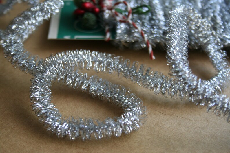 Wired Silver Tinsel Garland for Decorating and Crafting Tiny Etsy