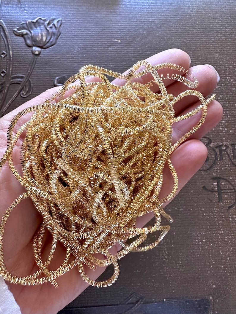 Sparkling Gold Wire Bouillon Holiday Gold Millinery Crinkle Ornament Trim Christmas Trim Embroidery Supply image 1