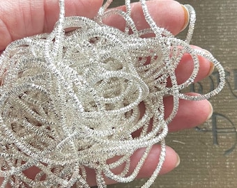 Sparkling Silver Wire Bouillon - Holiday Silver Millinery Crinkle Ornament Trim - Christmas Trim Embroidery Supply