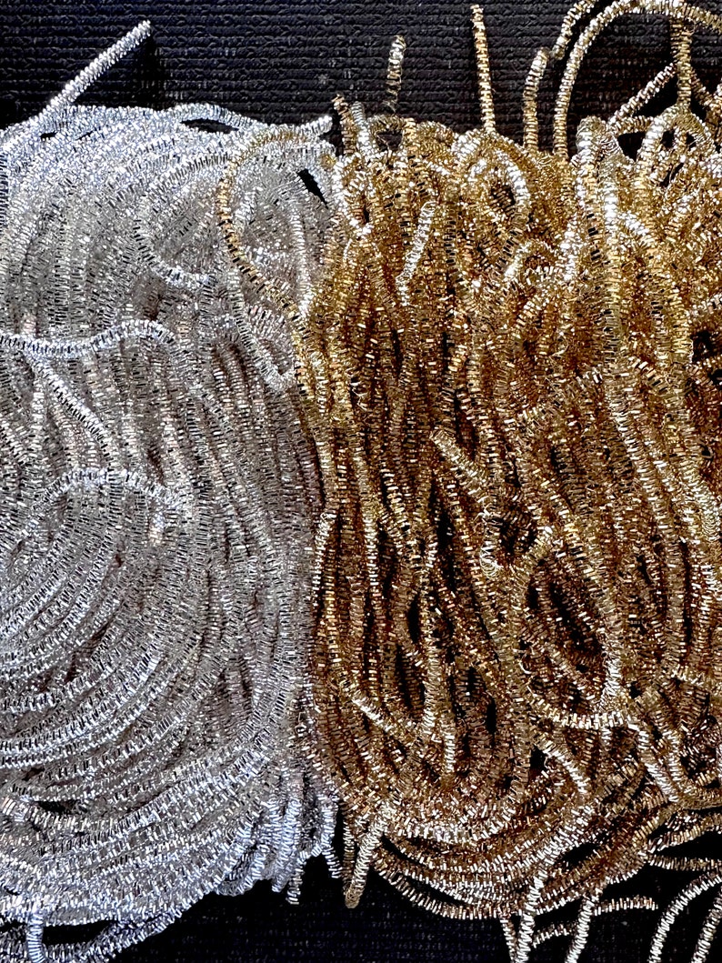 Sparkling Gold Wire Bouillon Holiday Gold Millinery Crinkle Ornament Trim Christmas Trim Embroidery Supply image 3