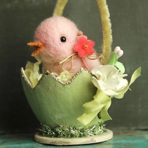 Needle Felted Chick and Egg Basket Class and Kit Tutorial Step by Step Online Mixed Media Course plus Materials Needle Felting Kit image 6