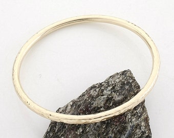 Hammered chunky 4mm nu gold brass bangle with texture | 6 ga | 2.56"