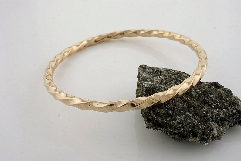 Chunky twisted sleek brass bangle bracelet 2.91 image 4