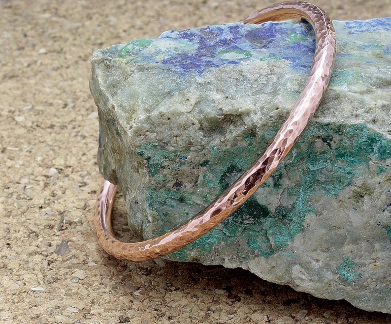 Handmade classic 4mm copper bangle, hammered copper bangle, sturdy copper bangle bracelet, solid copper jewellery, anniversary, 2.44 image 6