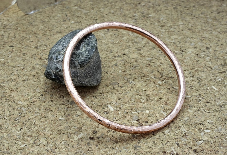 Handmade classic 4mm copper bangle, hammered copper bangle, sturdy copper bangle bracelet, solid copper jewellery, anniversary, 2.44 image 5