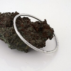 Handcrafted Hammered Blackened 935 Silver Bangle 3 mm 6.15 cm image 2