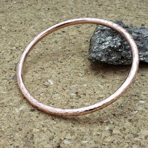 Handmade classic 4mm copper bangle, hammered copper bangle, sturdy copper bangle bracelet, solid copper jewellery, anniversary, 2.44 image 3