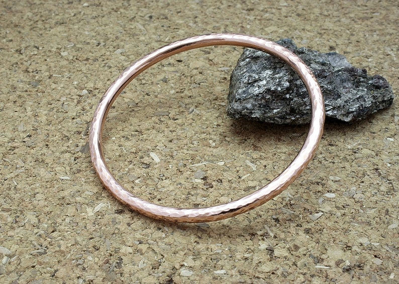 Handmade classic 4mm copper bangle, hammered copper bangle, sturdy copper bangle bracelet, solid copper jewellery, anniversary, 2.44 image 3