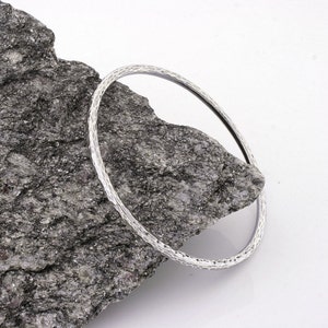 Handcrafted Hammered Blackened 935 Silver Bangle 3 mm 6.15 cm image 5