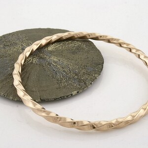 Chunky twisted sleek brass bangle bracelet 2.91 image 2